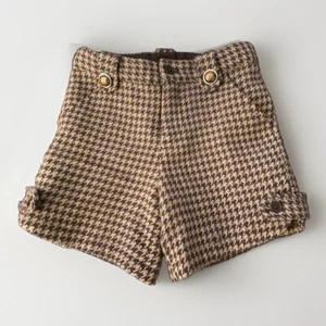 Gomus Zara Houndstooth Brown Tan Herringbone Fall Winter Shorts Girls S 7-8 - Picture 1 of 4