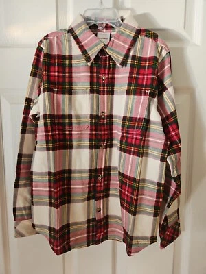 NUEVO CON ETIQUETAS CAMISA HANNA DIFFERENTSON VACACIONES CUADROS L/S FELPA FRANCESA ABOTONADA 130 8 $50 Foto 1 de 4