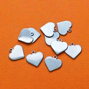 5 dijes de corazón de acero inoxidable de 15 mm x 15 mm etiquetas de estampado - MT310 - Imagen 1 de 2