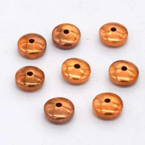 25 Pcs 6X3mm Shiny Bead Coin Bead Copper Bead - Picture 1 of 4