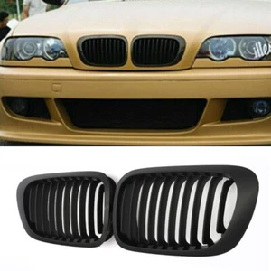 For BMW E46 2D Cabriolet Coupe Pre-Facelift Matte Black Kidney Grill M3 00-06 AS - Foto 1 di 6