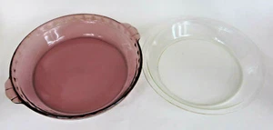 Vintage Pyrex Amethyst Pie Plate 10 Inch and Clear 9.5"  - Picture 1 of 5