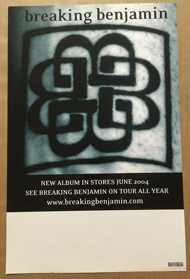 BREAKING BENJAMIN Raro PÓSTER PROMOCIONAL TOUR con FECHA para 2004 CD 11x17 NUNCA EXHIBIDO Foto 1 de 1