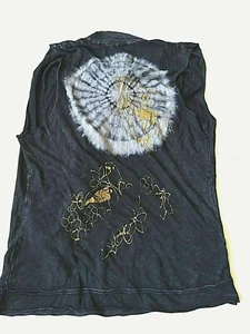 Blue Cult Black Distressed Wash Deconstructed Tie Neck Sleeveless Tank Top Small - Picture 1 of 7
