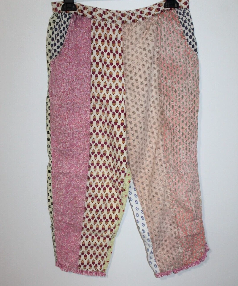 Sacred Threads Boho Hippie Patchwork Festival Pants S India Cropped Pull On - Image 1 of 4