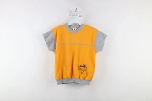 Vintage 90s Puma Boys Medium Spell Out Short Sleeve Crewneck Sweatshirt Yellow - Picture 1 of 8