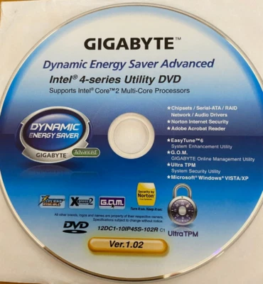 Gigabyte Intel 4 series Drivers and Utilities Software DVD & Sticker - Image 1 of 4