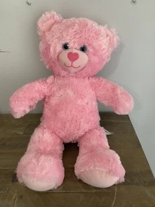 Build A Bear Pink  Bear Plush Heart Nose BAB Shaggy Teddy Bear Soft Toy - Picture 1 of 4