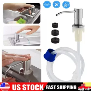 360° Sink Soap Dispenser Stainless Steel Kitchen Hands Liquid Pump Bottle Tube - Picture 1 of 12