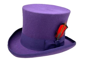 Top Hat  Wool Felt Victorian Steampunk Mad Hatter Cosplay Red Black Purple Gray - Picture 1 of 58