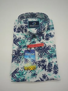 Kurzarm Hemd GCM Gr. 4XL 49/50 Kentkragen Grün Blau Floral Regular Big Stretch - Bild 1 von 5