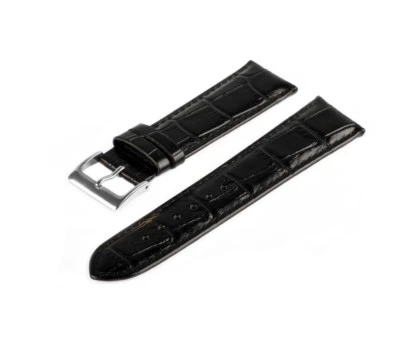 Uhren Lederarmband Schwarz Krokoprägung Dornschließe 7018907 - Bild 1 von 2