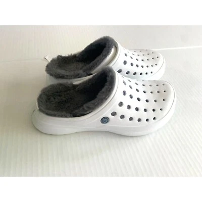 Zapatos sin cordones Joy Bees para mujer 8 blancos grises forrados de piel zueco mula Foto 1 de 4