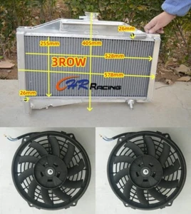 Radiador de aluminio de 3 filas + ventiladores para Morris Minor 1000 948/1098 1955-1971 - Imagen 1 de 5