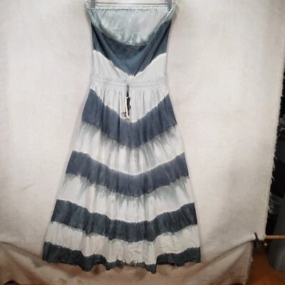 Gypsy 05 Blue Tie Dye Colorblock Silk Strapless Boho Maxi Womens Dress Size XS - Image 1 of 4
