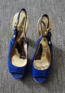 Michael Kors Women’s Trim Slingback Sandals Blue Patent Leather Size 7 - Picture 1 of 9