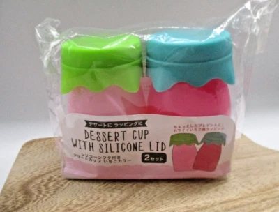 Taza de postre tazas con tapa de silicona 2 piezas rosa verde raro Foto 1 de 2