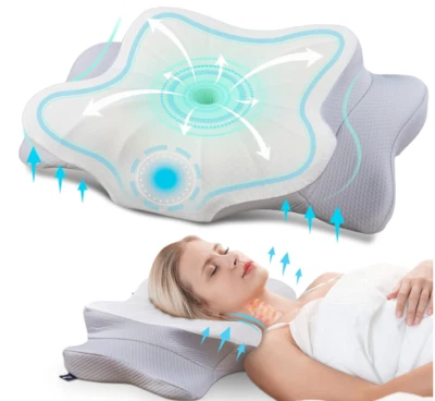 Almohada de apoyo para cuello cervical espuma viscoelástica ergonómica y funda de almohada parte posterior estómago Foto 1 de 4