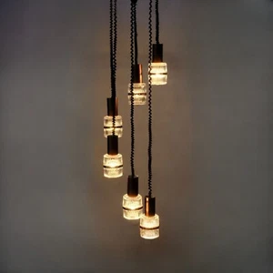 Lampadario a sospensione 6 luci vintage anni '70 Italia - Foto 1 di 12