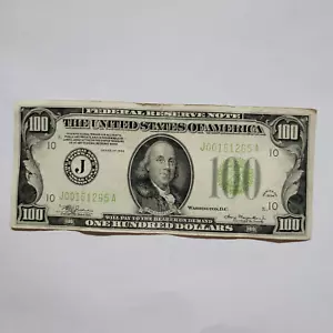 100 DOLLAR BILL FRANKLIN FEDERAL RESERVE NOTE SERIE 1934 - J00151265A - Picture 1 of 3