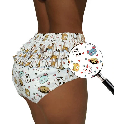 PVC Rüschen Windelhose 4302RA Animal print ABDL Rüschenhose Gummihose - Bild 1 von 4