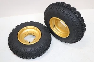 NEW 21x7x10 front tires + wheels rims HONDA 450r 400EX 300EX TRX250r GOLD - Picture 1 of 10