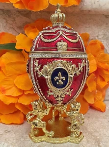 Faberge Egg Jewelry box 24k GOLD Swarovski Handset Faberge trinket box HANDMADE - Picture 1 of 9