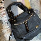 CHLOE Bay Shoulder Bag Black Suede Patent Leather Satchel Purse Retail $2100 *