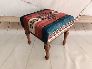 Vanity Accent Floor Ottoman Chair Blue Red Green Flowers Foot Stool Bench - Picture 1 of 91