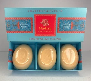 Crabtree & Evelyn Nadira Soap Bars Box Set of 3 Moisturizing New  3.5 oz each - Picture 1 of 3