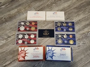 2006 US Mint Silver Proof Set & 2007 US Mint 10 of 14 Proof Coins - Box & COA - Picture 1 of 11