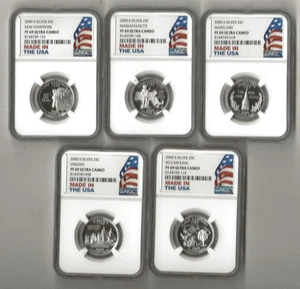 2000 s 5-piece silver quarter proof set NGC PF 69 Ultra Cameo - Picture 1 of 2