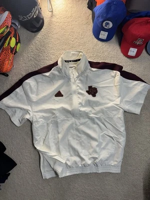 阿迪达斯德州 A&M 第 12 人 1/2 拉链套衫夹克团队发行尺寸 M 适合大号 — 第 1/4 张图片