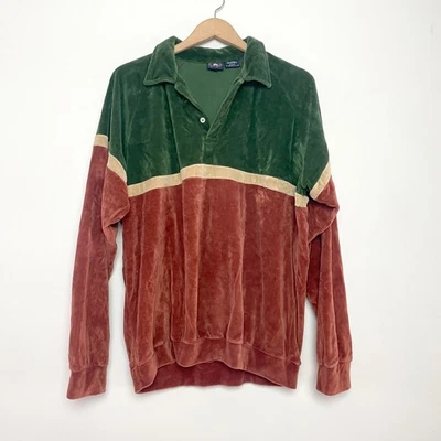 Camisa Polo Retro Dadcore Vintage Años 80 Boston Clipper Verde Óxido Marrón Terciopelo Talla M Foto 1 de 4