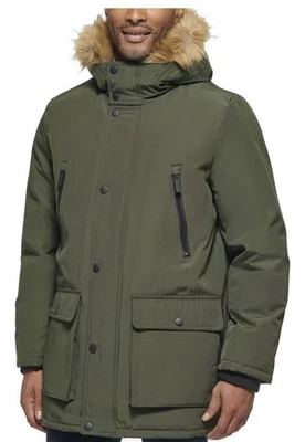 Parka para hombre Club Room de $250 con capucha de piel sintética | Oliva | 2XLarge Foto 1 de 3