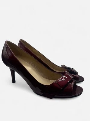 Stuart Weitzman Burgundy Open Toe Heels 8N - Image 1 of 4