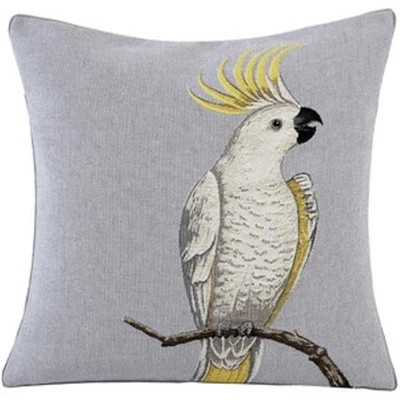 New Iosis Yves Delorme Cushion Throw Pillow Cover Cockatoo Bird French Tapestry - Image 1 of 4