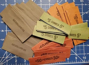 VINTAGE COIN ROLL SLEEVE / WRAPPER LOT. DIMES, PENNIES & Dollars - Picture 1 of 1