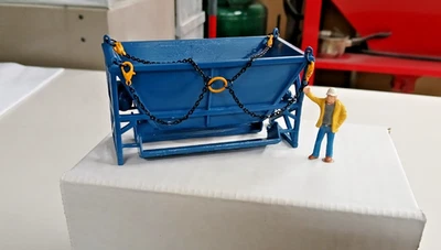 Concrete Hopper 3D Printed In Sarens Blue w/ Liebherr Yellow Clasp 1/50th. - Image 1 of 4