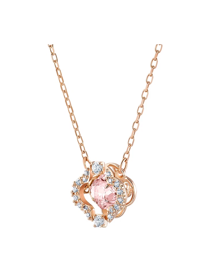 Swarovski Crystal Sparkling Dance Necklace Pink Rose-gold Tone Plated 5514488