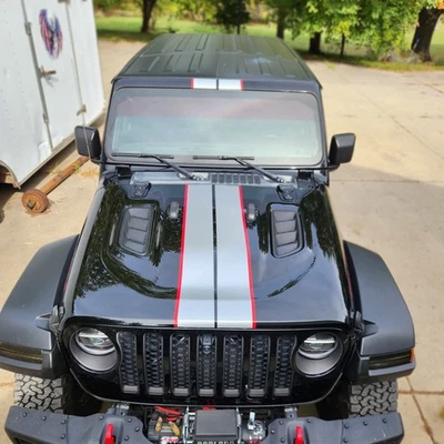 Rayas de capó de 6" 2 colores para todos los modelos Jeep Wrangler Gladiator y Bronco Foto 1 de 4