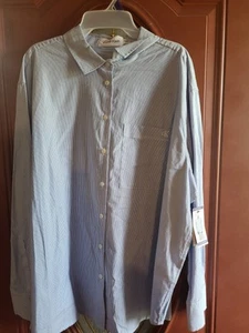 Camisa Calvin Klein Abotonada Talla XXL Azul Blanco Rayas Calce Relajado Manga Larga - Imagen 1 de 7