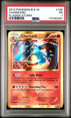 2013 POKEMON BLACK & WHITE PLASMA STORM 136 CHARIZARD -PSA 1 (SLIGHT CRACK) - Image 1 of 4
