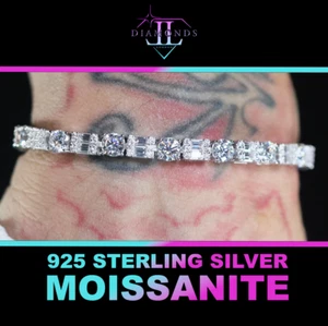 Moissanite Baguette Bracelet, Moissanite Bracelet, Moissanite Tennis Bracelet - Picture 1 of 9