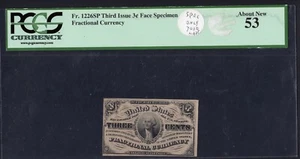 1863 US 3c Fractional Currency FR. 1226SP Face Specimen PCGS Cert About New 53 - Picture 1 of 3