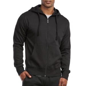 Sudadera con Capucha de Vellón con Bolsillos Cremallera Completa Algodón Ligera Sólida para Hombre - Imagen 1 de 22