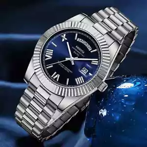 Reloj Nibosi,), azul oscuro, día, fecha, bisel estriado, caja de 40 mm, WR30M - Imagen 1 de 4