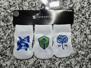 3 Pairs Of MLS Seattle Sounders Baby Socks Men's Team Logo Crew Socks NEW! - Picture 1 of 7