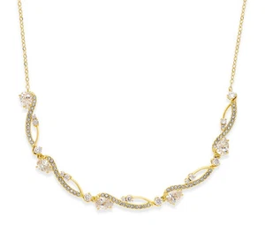 Eliot Danori 18K Gold Plated Pavé Crystal Frontal Necklace $95 NEW - Picture 1 of 2