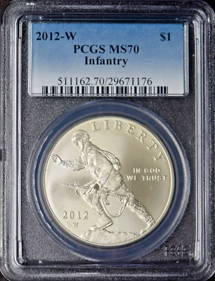 2012-W Infantry Commemorative Silver Dollar PCGS MS70 - ✪COINGIANTS✪ - Image 1 of 2